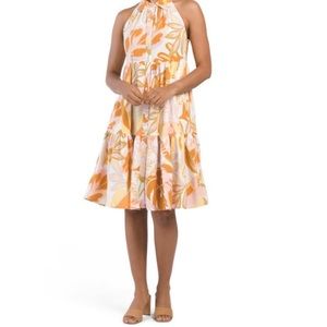 Nicole Miller Tropical Tiered Sleeveless Dress Size L - NEW